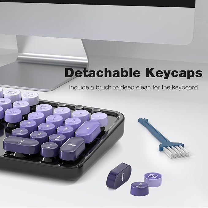 KNOWSQT Wireless Keyboard and Mouse Combo - Black-Purple Colorful 2.4G Typewriter Full-Size Cute Keyboards - USB Receiver Plug and Play, for Computer, PC, Laptop, Desktop, Windows