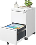Approgreent 2 Drawer Metal File Cabinet, Fully Assembled Locking Filing Cabinet with Anti-Tipping Wheels, Quiet Slide, Heavy-Duty Steel Construction, Fits A4 Letter Legal for Home Office, Matte White