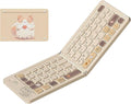 Foldable Bluetooth Keyboard with UV Printing Technology Rechargeable Keyboards,Compact Wireless Travel Keyboards for iPad, Smartphone, Tablet and Laptop - Z1 Milk Tea Colorful