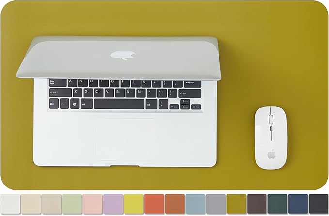 Leather Desk Mat - Small Non-Slip PU Desk Pad for Office and Home - Desk Organization and Accessories - Ideal for Large Mouse Pad and Small Desk Mats on Top of Desks (Olive Green,23.6"x 13.8")