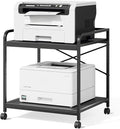 Printer Stand, 22''W X 20''D X 22.4''H Mini Fridge Stand, 3D Printer Table with Storage, Large Printer Cart with Height Adjustable Shelf, Rolling Printer Cart with Wheels for Home Office, Black