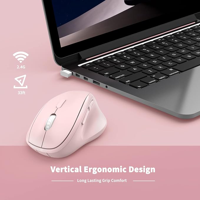 MICROPACK Digitally Yours Ergonomic Wireless Mouse with USB Receiver for PC, Laptop and Desktop, Pink