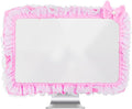 Cute Pink Lace 23"-27" Computer Monitor Screen Dust Cover with Bowknot | Lovely Pink Bow | Lace Trim | Adjustable Elastic Band