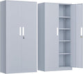INTERGREAT Metal Storage Cabinet, 72” H Storage Cabinet with Doors and Adjustable Shelves for Office, Home, Garage, Pantry (Assembly Required, Cement Grey)