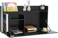 Wall Mounted Desk Multifunctional Fold Down Laptop Computer Table Writing Workstation with Storage Compartments Space Saving for Home Office (Black)