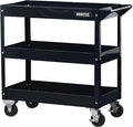 Hantec 3-Tier Rolling Mechanic Tool Cart – Heavy-Duty Steel Service Cart on Wheels with 360° Swivel Lockable Casters & Ergonomic Handle, 220 LBS Capacity, 31.9" L x 15" W x 30.7" H, Tool Organizer