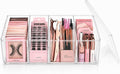 Lash Tray Organizer, 4-Compartment Acrylic Makeup Organizer, Eyelash Case for Lash Cart Use, Clear Eyelash Extension Supplies Storage Holder, Desktop Display for Salon Vanity Desk, Beauty Studio