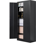 CMY Metal Storage Cabinet, 71" Locking Cabinet with 5 Adjustable Shelves, Large Steel Storage Cabinets for Garage, Home Office, Pantry -Black