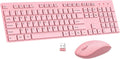 Wireless Keyboard and Mouse Combo, EDJO Silent Full Size Cordless USB Keyboard Mouse, 2.4GHz Lag-Free, Long Battery Life, for Computer, Laptop, PC, Chromebook, Windows (Pink, 1 Pack)