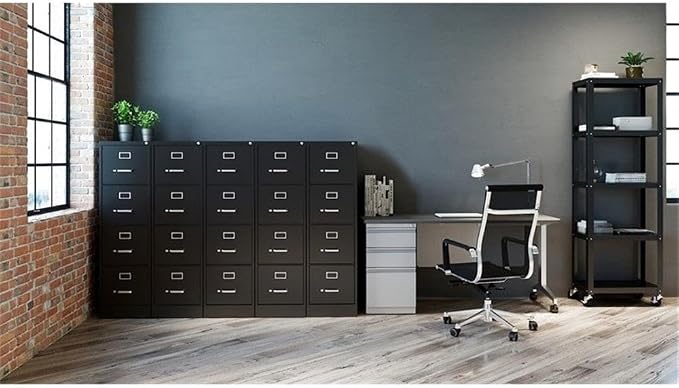 Scranton & Co 22" 4-Drawer Metal Letter Width Vertical Filing Cabinet in Black, Lockable, Sturdy Steel Construction, Office or Home Use, Durable Letter Size File Storage