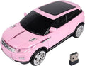 Car Mouse Mini Small Cool SUV Car Shaped Wireless Mouse Portable 2.4GHz Optical Cordless Mice with USB Receiver 3 Buttons for Office School Travel for Laptop PC Desktop Computer Gift (Pink-1 Pack)