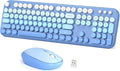 Dilter Wireless Keyboard Mouse Combo, Typewriter Full Size Keyboard with Number Pad and 2 in 1 USB Connected Mouse for Windows 7/8/10, Laptop, Desktop, PC, Computer (Blue Colorful)