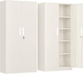 INTERGREAT Metal Lockable Storage Cabinet, 72” Storage Cabinet with 2 Doors and 4 Adjustable Shelves for Office, Home, Garage, Pantry (Assembly Required, Gray)