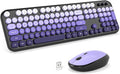 MOFII Wireless Keyboard and Mouse Combo, Full Size 2.4G Retro Round Computer Keyboard and Mouse Set, Plug and Play, for Windows, Computer, Desktop, PC, Notebook - (Black Purple Gradient)