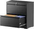 2 Drawer Lateral File Cabinet with Lock, File Cabinet, Metal Lateral Filing Cabinets for Home Office, File Storage Cabinet for Legal/Letter/A4 Documents, Assembly Required (Black, 26'W)