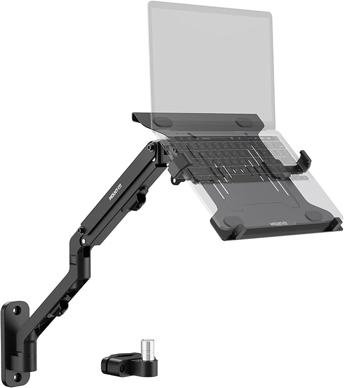 Mount-It! Ergonomic Laptop Arm for Wall or Pole Mounting, Full Motion Adjustments, Versatile Design, Easy Installation