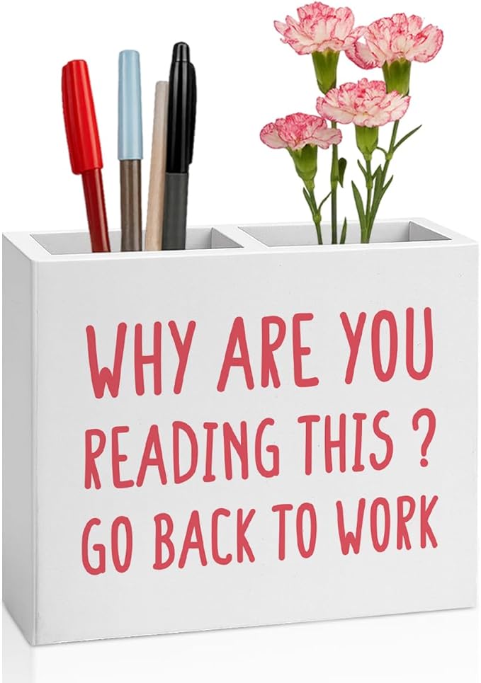 Funny Boss Gifts Office Room Decor,Gag Gift for Women Men HR Manager Coworker Friend Employee Wooden Pencil Holder, Boss Day Gifts Funny Office Merchandise Accessories Desk Decor