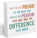 mmiishe Inspirational Office Decor Funny Office Wood Box Sign Decorative | May You Be Proud of the Work You Do Square Desk Decor Sign for Shelf Desk Accessories for Women Men Mom 5 x 5 Inches