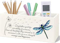 Dragonfly Dandelion Decorative Pencil Holder for Desk, Bookmark Holder Decor, Pen Caddy for Desk Decorative, Motivational Gifts for Women
