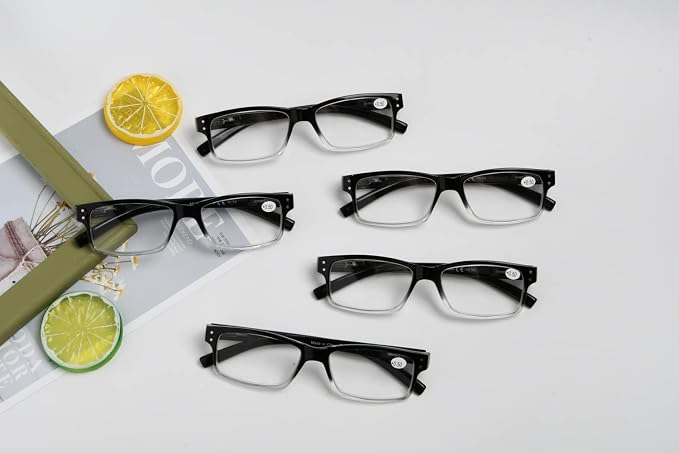 Eyekepper Vintage Reading Glasses for Men - 5 Pack Spring Hinges Classic Readers - Black-Clear Frame +3.50