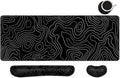 Desk Mat, Large Gaming Mouse Pad with Wrist Rest, 4 in1 XXL Mouse pad+Keyboard Wrist Rest+Mouse Pad Wrist Support+Cup Coaster Set, Ergonomic Desk Pad for Home Office, Topographic Line