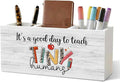 Teacher Pencil Pen Holder for Desk Organizer, Teacher Appreciation Gifts, It's a Good Day to Teach Tiny Humans Wooden Box Decorations for Home Office Classroom Desk Tabletop Decor