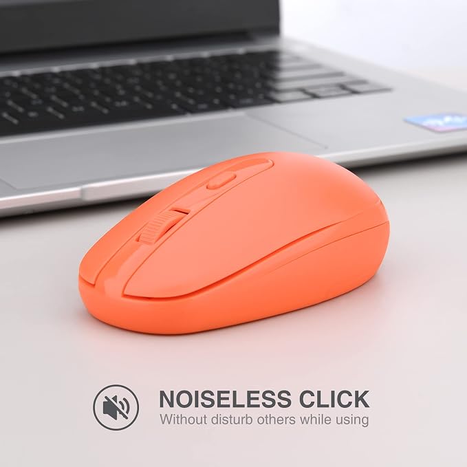 Rii Wireless Mouse RM700 2.4G Silent Mouse WIith USB Nano Receiver for Laptop,PC,Mac,Chromebook,Windows (Orange)