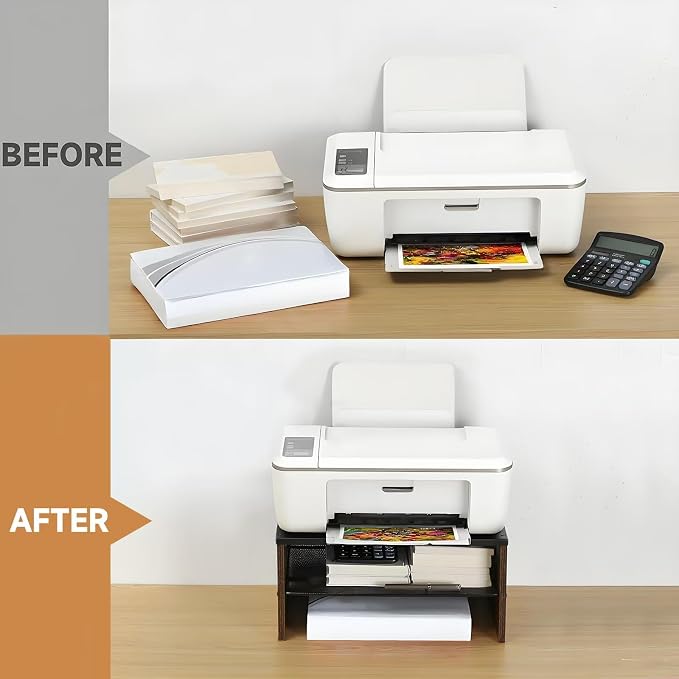 2 Tier Desktop Printer Stand,Multi-Purpose Desk Organizer for Folders,Books,for Fax Machine, Scanner,Home Office