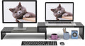WESTREE Dual Monitor Stand Riser - 2 Shelf Computer Stand with Adjustable Length and Angle, Desktop Organizer for 2 Monitors