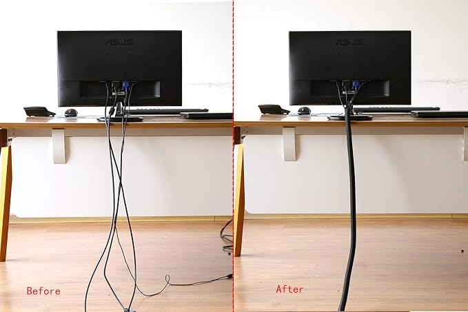 Alex Tech 25ft - 3/4 inch Cord Protector Wire Loom Tubing Cable Sleeve Split Sleeving For USB Cable Power Cord Audio Video Cable – Protect Cat From Chewing Cords - Black