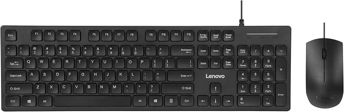 Lenovo 305 USB-C Wired Keyboard & Mouse Combo, Black, Spill-Resistant, Narrow Border, Adjustable Tilt, Full-Size Keyboard & Mouse, Compatible with Laptop, PC, Tablet, USB-C Connectivity Gaming Office