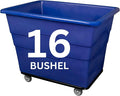 ReadySpace Commercial 16 Bushel Utility Cart with Steel Base, Poly Box Basket Truck, Laundry Cart, and Rolling Trash Bin, 47-Inch x 34.75-Inch x 35.5-Inch, 1000 Pound Weight Capacity, Blue