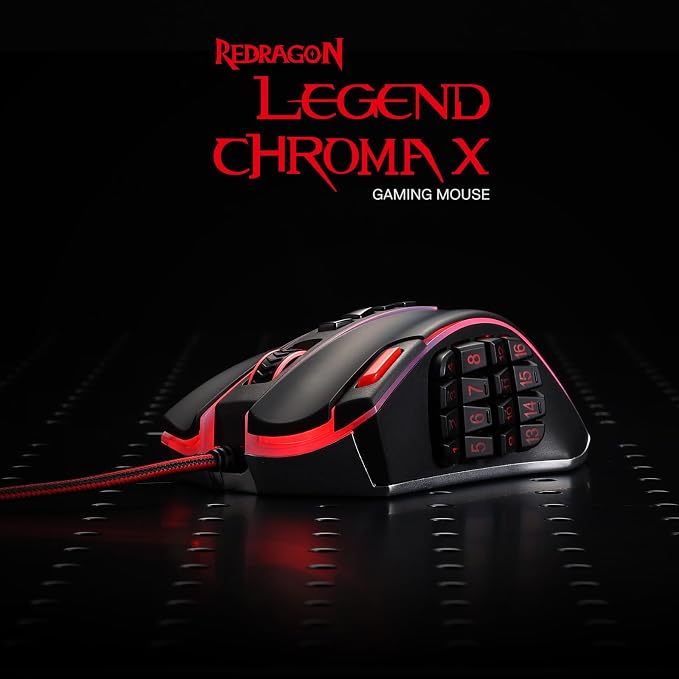 Redragon M990 MMO Gaming Mouse, 32000 DPI High Precision Wired RGB Gamer Mouse w/23 Programmable Buttons, 16 Side Macro Keys, Software Supports, Aluminum Base
