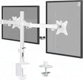 Mount-It Dual Monitor Arm for Desk, Full Motion Steel Mount 17-32 Inch | Holds up to 19.8 lbs per Arm, VESA 75x75 100x100, C-Clamp and Grommet Base, Cable Management, Height Adjustable, White
