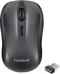 LeadsaiL Wireless Mouse, 2.4Ghz USB Cordless Mouse for Laptop, Compact Silent Mice, 4 Buttons, 3 Adjustable DPI, Ergonomic Optical Mouse for MacOS and Windows Coumpter, Notebook