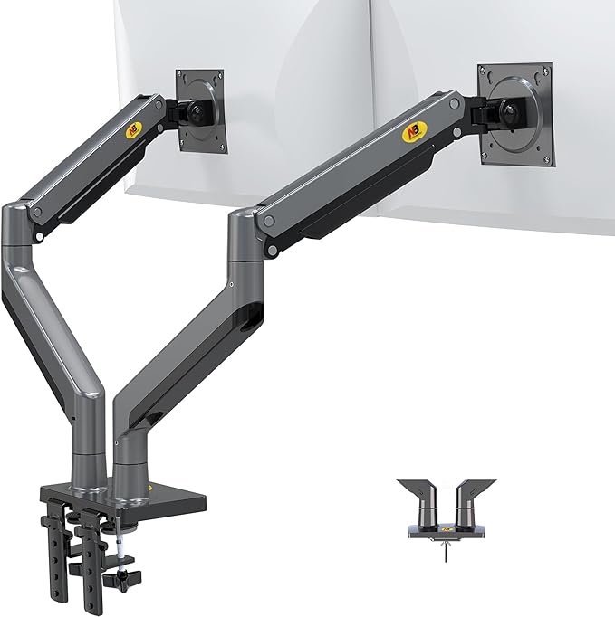 NB North Bayou Dual Monitor Arm Ultra Wide Full Motion Swivel Monitor Mount for 22''-32'' Monitors Load Capacity from 4.4 to 26.4lbs for Each Arm Height Adjustable Monitor Stand G35