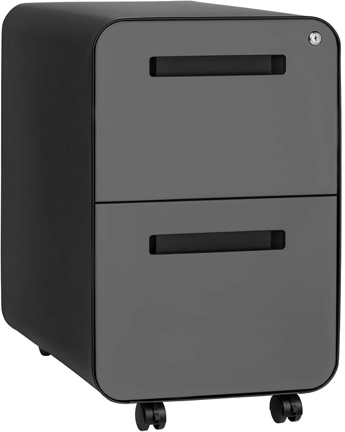 Laura Davidson Furniture Stockpile 2-Drawer Modern Mobile File Cabinet, Commercial-Grade (Black/Grey)