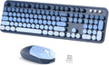 Dilter Wireless Keyboard Mouse Combo, Retro Typewriter Full-Size Keyboard with Round Keycaps, 2 in 1 USB Connected Mouse for Windows PC, Laptop, Computer, Desktop, Home and Office Use