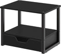 YATINEY Desktop Printer Stand, 2-Tier Printer Table with Non-Woven Drawer, Multi-Purpose Desk Organizer for Home Office, Under Desk Open Organizer Shelf, Black PS01BB