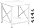 Printer Stand, 23.6 x 23.6 Inches Large Printer Stand with Storage Shelf, 2 Tier Printer Table for Home Office, Rolling Printer Cart with Industrial Wheels, Mini Fridge Stand Table, White