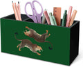 DILSJ Trendy Vintage Leopard Pen Pencil Holder Organizer for Desk, Cheetah Room Decor, Green Cheetah Print Desk Wooden Box Signs for Women Bedroom Tabletop Decoration Office & School Supplies