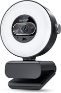 EMEET S600L 4K Webcam for Streaming with Ring Light, 4 Lighting Modes, Rainbow Effect, 1/2" Sensor, AI Imaging, 0.2S PDAF, 2 Mics, Dial Control, 4K Webcam with Light for OBS/Twitch/YouTube/Zoom/PC/Mac
