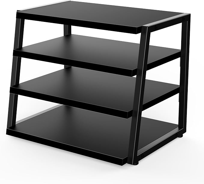 Fenge Desk Shelf Organizer, 4 Tier Desktop Shelf, Wood and Metal Office Shelves, Corner File Organizer for Office Supplies, Top of Desk Organizers and Accessories