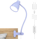 BOHON Desk Lamp with Clamp Clip on Light 5 Color 10 Brightness Lilac Purple | 10W 38 LED Flexible Gooseneck Clip Lamp, Auto Off Timer, Desk Lights for Office Home Bed Bedside Reading