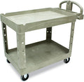 Rubbermaid Commercial Products BRUTE Heavy Duty 2-Shelf Utility/Service Cart, Medium, Lipped Shelves, Ergonomic Handle, 500 lbs. Capacity, Beige, for Warehouse/Garage/Cleaning/Maintenance