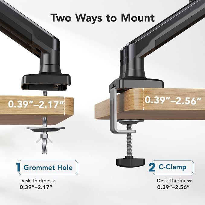 HUANUO Dual Monitor Mount for 2 Monitors up to 32 inches, Each Arm Holds Max 22lbs, Dual Monitor Stand with Advanced System, Height-Adjustable/Tilt/Swivel/Rotate, VESA Standard 75mm or 100mm