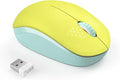 seenda Wireless Mouse for Laptop, 2.4G Noiseless Mouse with USB Receiver - Optical Tracking Portable Computer Mice for Chromebook, PC, Tablet, Windows System, 24 Months Battery Life - Yellow & Green