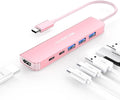 LENTION 6-in-1 USB C Hub, 4K@60Hz HDMI, 100W PD, 3 USB 3.0, USB-C Data | Ideal for Work & Study, Stable Driver 3.0 Certified, Compatible with macOS, iOS/iPadOS, Windows & ChromeOS (CE35p, Rose Gold)