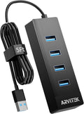 4-Port USB 3.0 Hub for Desktop, USB Extender Hub 5Gbps, USB Multiport Adapter, USB Splitter w/5Ft Long Cable for Desktop, PC, Flash Drive, Mobile HDD (5Ft/1.5m)