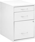 OSP Home Furnishings HPB Heavy Duty 3-Drawer Metal File Cabinet for Standard Files and Office Supplies, White Finish